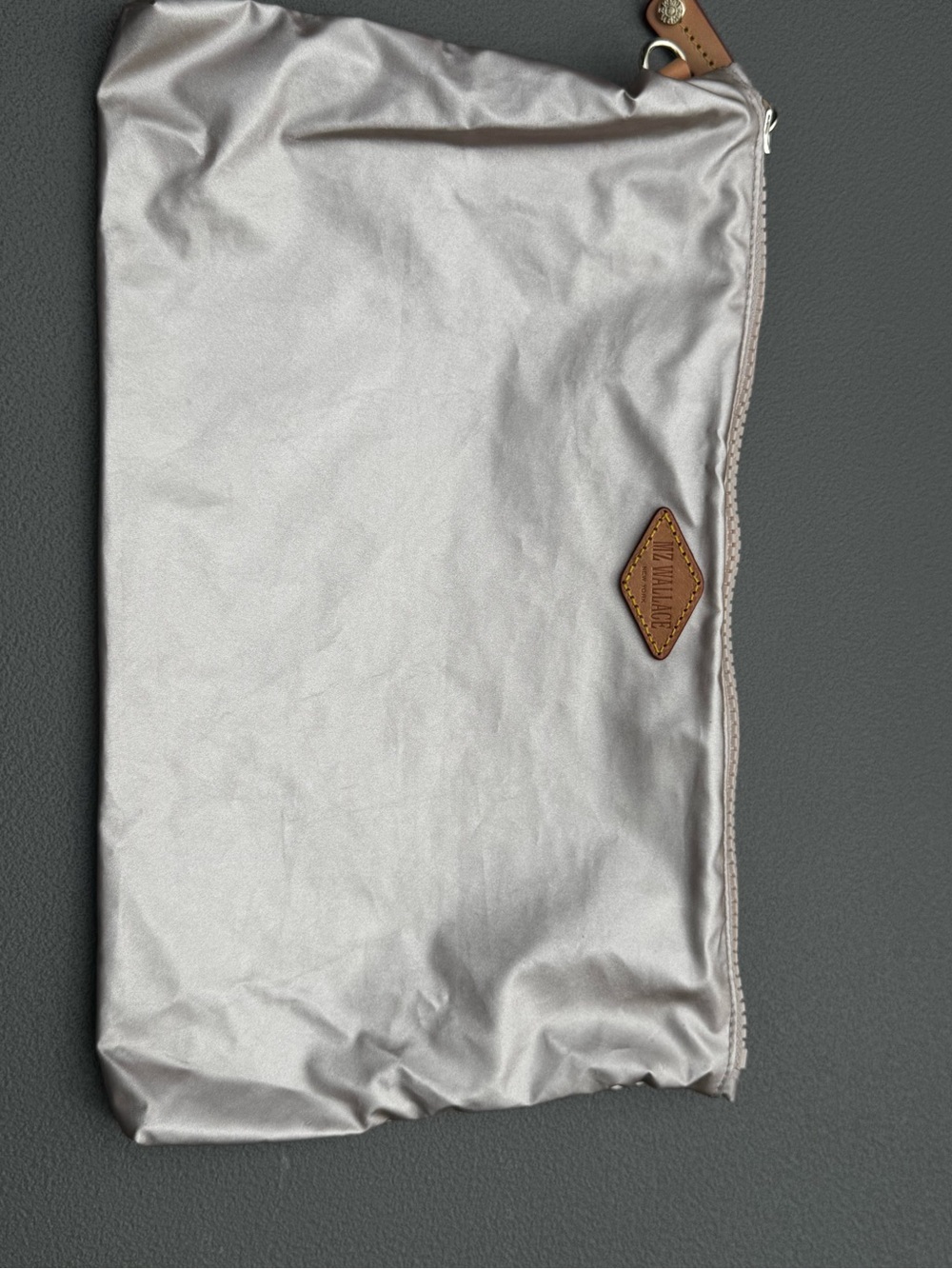 Mz Wallace New Metallic Gold Pouch With Tan Leather Diamond Patch View 2